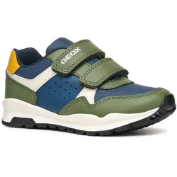 Sneaker GEOX "J PAVEL", Kinder, Gr. 28, grün (khakigrün), Synthetik, Textil, casual, Schuhe, Runner Sneaker, Klettschuh für Freizeitaktivitäten