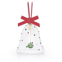 Swarovski Holiday Cheers Dulcis Weihnachtsglocke, Festliche Glasglocke mit Rotem Ripsband und Farbenfrohen Swarovski Kristallen
