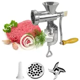 mingchengheng Edelstahl Manueller Fleischwolf Größe 5, Tragbarer Fleischwolf Mit 1 Wurstfüller Aufsatz, Manueller Fleischwolf Aus Aluminiumlegierung Für Schweinefleisch, Hühnerfleisch, Pfeffer