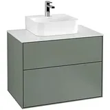 Villeroy & Boch Finion Waschtischunterschrank F08100GM 80x60,3x50,1cm, Abdeckplatte white matt, Olive Matt Lacquer