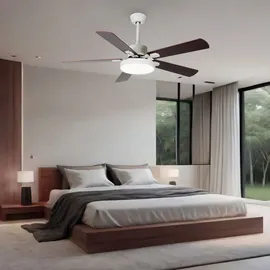 STARLUNA Deckenleuchte Deckenventilator Raumlüfter Kühler Wohnzimmerlampe, Eisen Acryl Sperrholz weiß braun, Fernbedienung 5 Stufen Cct, 1x LED 1750lm 3000k, 4000k, 6500k, D 130 cm