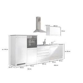 BASIC by Balculina  Küchenzeile Jazz 320 cm weiß hochglanz