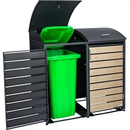Zelsius Mülltonnenbox mit abgerundetem Deckel für drei 120 - 240 Liter Mülltonnen, Anthrazit RAL7016 - Zelsius