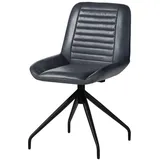 Massivmoebel24 Polsterstuhl Leder blau