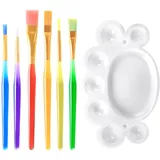DHSBGWSX Pinsel, 6er Set, Kuchenpinsel, Kuchendekorationspinsel, Kleiner Backpinsel, Fondant-Zuckerguss-Werkzeugpinsel, Nylonborsten, Aluminiumgriff, Rot, Gelb, Blau, Grün, Lila, Orange