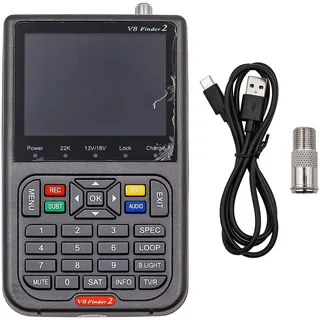 CENPEK V8 Finder2 Satellitensucher Digitales Suchermessgerät Satellitenerkennung DVB-S2X-Signalempfänger-Decoder H.264 HD 3,5-Zoll-LCD zum Einstellen von Satellitenschüsseln