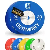 HQ Germany® Hantelscheiben 50mm [Set/Paar 5-25kg] - Wettkampf Vollgummi Bumper Plates 20kg - Hantelscheiben Set 50mm, Gewichtsscheiben, Gewichte, Weight Plates nach IWF Standard