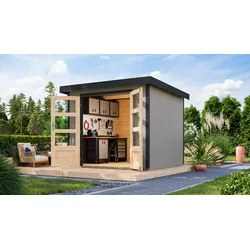 Gartenhaus KARIBU "Jupiter 3 D", wassergrau, anthrazit, ohne Fußboden, Holz, Stahl, Gartenhäuser, in verschiedenen Farben