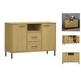 vidaXL Sideboard OSLO mit Metallbeinen Braun 113x40x77 cm Massivholz