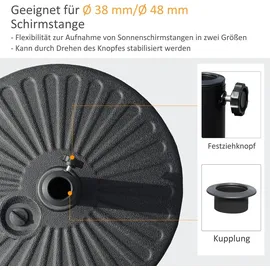 Outsunny Schirmständer 22 kg Kunststoff Schwarz