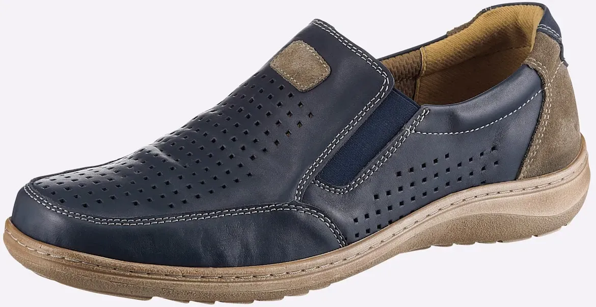 Slipper CLASSIC, Herren, Gr. 46, marine, Glattleder, Leder, Rindsleder, Schuhe Slipper