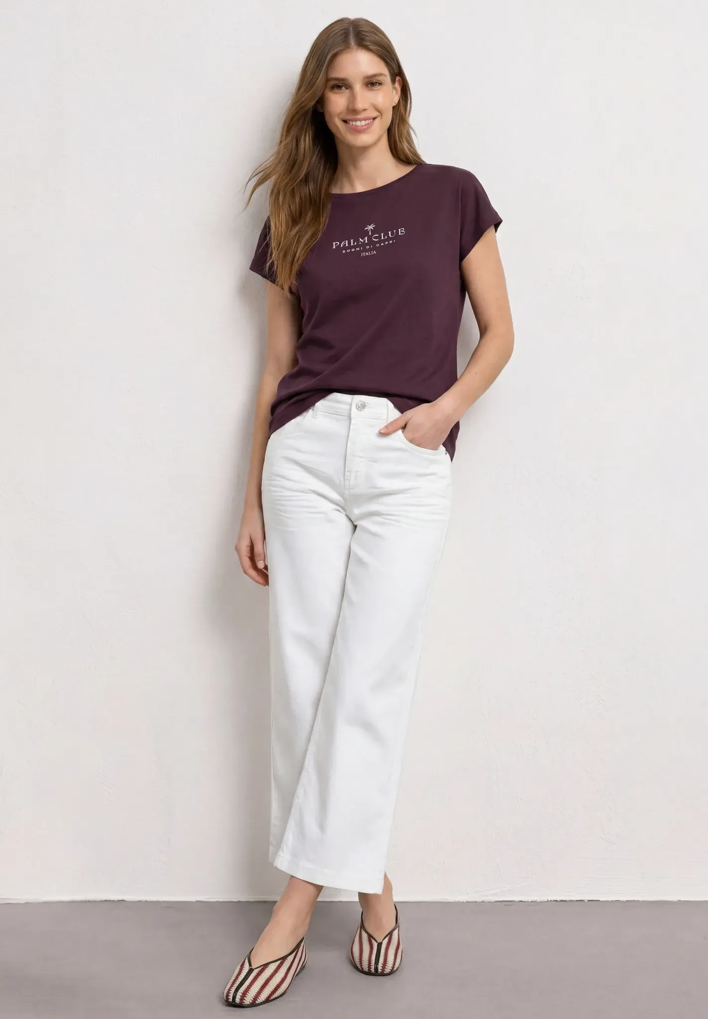 Shirttop STREET ONE, Damen, Gr. 44, rustic rouge, Jersey, Obermaterial: 100% Baumwolle, bedruckt, normal hüftbedeckend, Rundhals, abgesteppte Kante, Tops Shirttop, Sommertop mit Wording