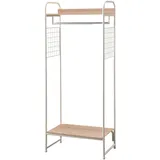 Iris Ohyama Kleiderständer mit Holzregalen, Aufrecht, Weiß, Modernes Design, Robuster Rahmen, Rutschfest, Für Schlafzimmer, Studio, Schrank, Kleidung & Schuhe, Wäscheständer, Einfacher Aufbau, PI-B4