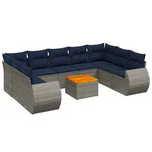 vidaXL Garten-Lounge-Set 10-tlg. grau Polyrattan