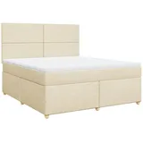 vidaXL Boxspringbett mit Matratze Creme 180x200 cm Stoff