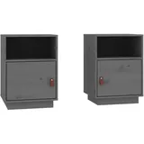 vidaXL Nachttische 2 Stk Grau 40x34x55 cm Massivholz Kiefer Modell 1