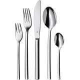 WMF Besteck-Set Miami in eleganter Optik, ergonomische Haptik, Wellenschliff-Messer (30-tlg), 6 Personen, Cromargan® Edelstahl Rostfrei 18/10, spülmaschinengeeignet, säuregeeignet, hochwertiger Besteckkasten silberfarben