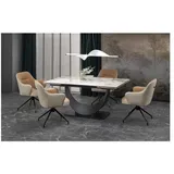 Ausziehbarer Tisch FERNANDO weißer Marmor / schwarz - Beige