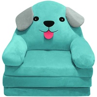 IQYU Kissen Test Plüsch faltbares Kindersofa Rückenlehne Sessel 2 in 1 faltbares Kindersofa niedliches Cartoon faules Sofa Kinder aufklappbares Schlafsofa für Wohnzimmer Schlafzimmer (Blue, One Size)