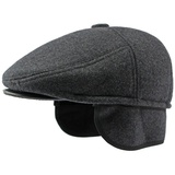 Sporty Flat Cap Winter - warme Schirmmütze mit Ohrenklappen - Herren Schiebermütze grau XL (59-60)