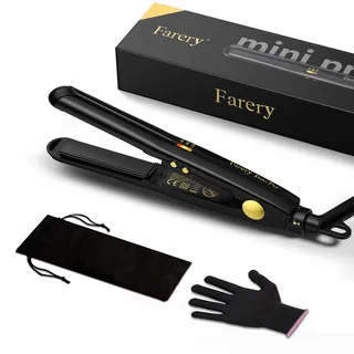 Haarglätteisen Mini Glätteisen für kurze Haare, Tourmalin-Keramik kleiner Haarstraighter, Reisender Mini Haarstraighter mit Etui, automatische Abschaltung, Zweispannig, verstellbare Temperatur