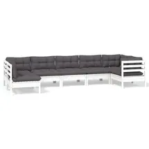 vidaXL Garten-Lounge-Set 7-tlg. weiß Kiefernholz