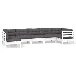 vidaXL Garten-Lounge-Set 7-tlg. weiß Kiefernholz