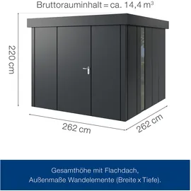 Hörmann Metall-Gerätehaus Juno JFD10 L-Sk 7016) 1-flg L F Flachdach