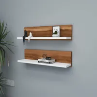 HANAH Home Stylish Wall Shelf (2 Pieces), Walnut &