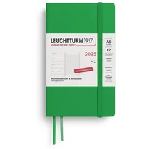 Leuchtturm1917 372515 Wochenkalender & Notizbuch Pocket A6 2026, 12 Monate, Softcover, Spring Leaf, Deutsch