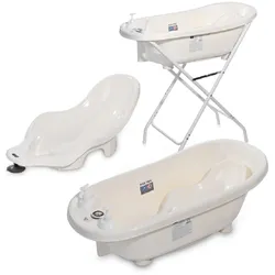 Lorelli Babybadewannen-Set Babybadewanne 88 cm Badesitz Badewannenständer Ablauf weiß