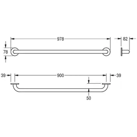KWC CONTINA Haltegriff Edelstahl 900 mm
