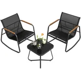 Songmics Gartenlounge-Set (3-tlg), 2 Schaukelstühle mit Tisch - Schwarz