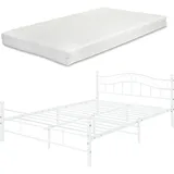 [en.casa] Metallbett Florenz mit Kaltschaummatratze Weiß