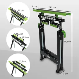 Baumarktplus Multifunktions-Arbeitsbock Rollenbock höhenverstellbar Klappbock V-Rollen 4 in 1