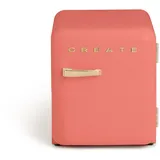 CREATE / RETRO FRIDGE 50 GOLD/Kühlschrank in Terrakotta, Griff Gold / 85W, Minibar, eine Regalfläche, Retro-Design, 50cm, zwei Ablagen, 48L Fassungsvermögen, energiesparend, 50x44x49,8cm