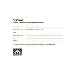 RNK Nachweisheft für rote Kennzeichen A5 quer