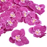 PATIKIL 20Pack 3.9" Künstliche Orchidee Blumenköpfe Seide Phalaenopsis Falsche Schmetterling Orchidee Köpfe für Hochzeit Blumenstrauß Dekor Heimwerker Herstellung Dunkel Violett