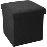 Intirilife Faltbarer Sitzhocker Leinen 30 x 30 x 30 cm Schwarz