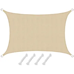 UV Sonnensegel 3x2 HDPE Rechteckig Sonnenschutz Überdachung Garten Balkon Beige