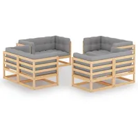 vidaXL Garten-Lounge-Set 8-tlg. Kiefer Massivholz grau