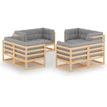 vidaXL Garten-Lounge-Set 8-tlg. Kiefer Massivholz grau