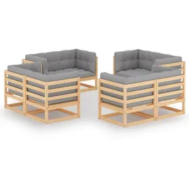 vidaXL Garten-Lounge-Set 8-tlg. Kiefer Massivholz grau