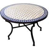 Marrakesch Orient & Mediterran Interior Gartentisch Mosaiktisch marokkanisch marrakesch Natur/ Blau, 100cm, 45cm hoch (2-St), Handarbeit blau 0 cm x 45 cm x 0 cm
