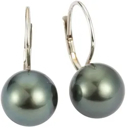 Paar Ohrhänger FIRETTI "Schmuck Geschenk Gold 585 Ohrschmuck Patentbrisur Perle", schwarz (weißgoldfarben, schwarz), Ohrringe, Damen, Weißgold 585-Perlen, Weißgold 585, Perlen, Made in Germany - mit Tahitizuchtperle