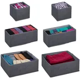 Relaxdays Aufbewahrungsbox Schubladen Organizer 6-tlg. grau