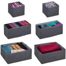 Relaxdays Aufbewahrungsbox Schubladen Organizer 6-tlg. grau