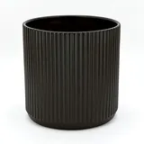 Amazon Basics Rund, Geriffeltes Keramik-Pflanzgefäß, 20.3 cm, Schwarz