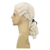 CGVG Herren Barock Perücke Richter Rokoko Lawyer Judge Marquis Edelmann Adliger Lord Dichter Komponist Renaissance Perücke für Cosplay Halloween Karneval Fasching (Beige)