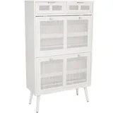 alexandra house living Wanderlust Schuhregal, Weiß, Holz, 70x120x32 cm, Garderobe, Schuhaufbewahrung, Schuhkipper